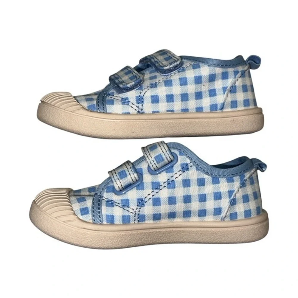 Cat & Jack Shoes Toddler Size 7 Blue Gingham Checked Parker Sneaker Hook & Loop